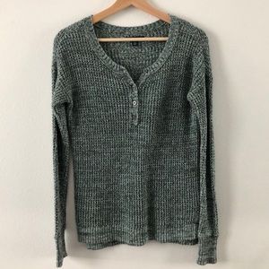 AE Green and Grey Henley Sweater